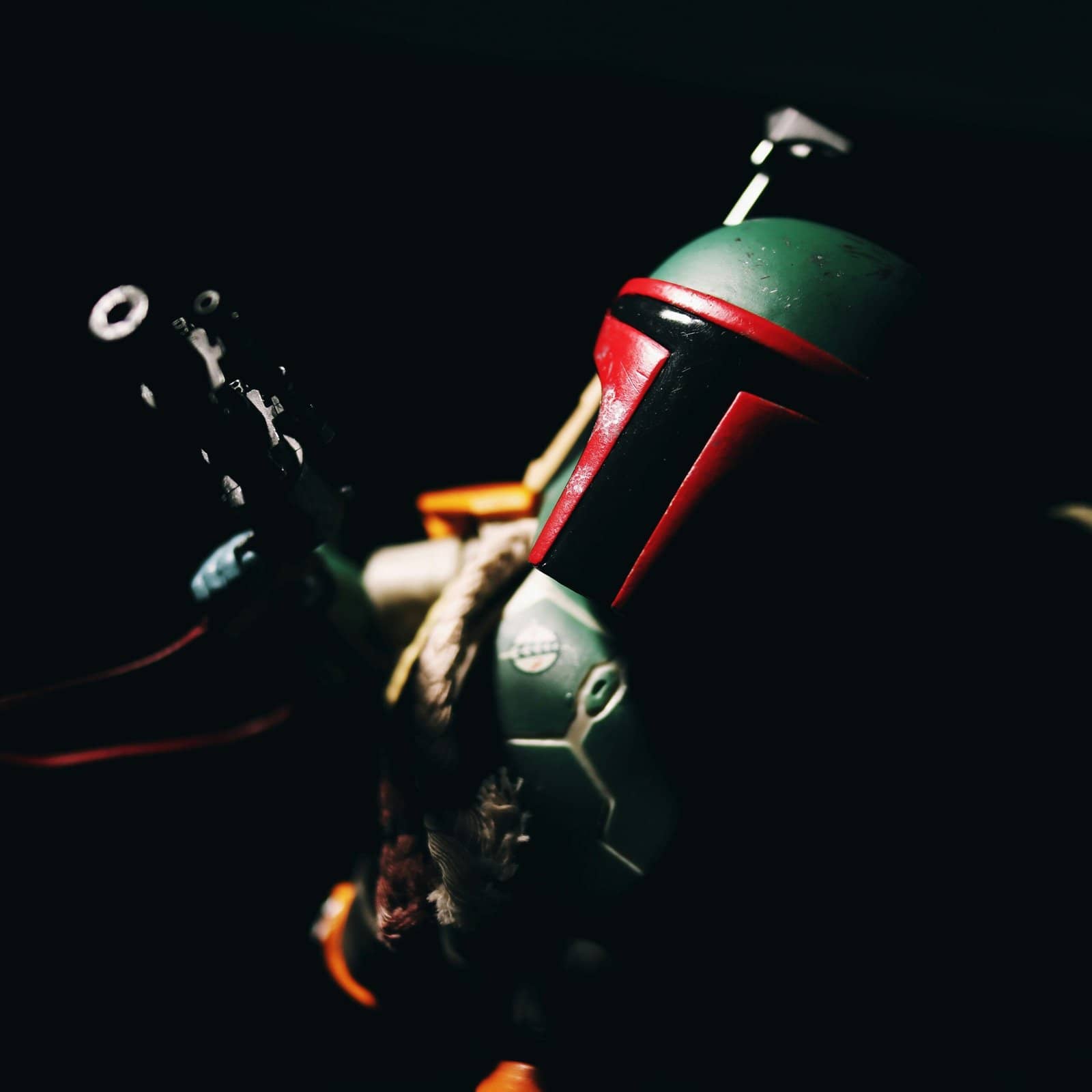 red and black robot toy